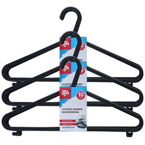 Dirt Devil Kledinghangers met broekstang - 30x - kunststof - zwart - x 21 cm -