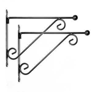 Esschert Design Set van 2x stuks muurhaken met dubbele sierkrul x 31 cm - metaal - hanging basket haak -