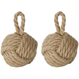 Boltze Deurstopper - 2x - 1.5 kilo - bruin - jute - 23 x 15 cm -