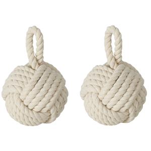 Boltze Deurstopper - 2x - 1.5 kilo - creme wit - jute - 23 x 15 cm -