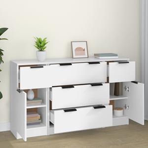 vidaXL 3-delige Dressoirset bewerkt hout wit