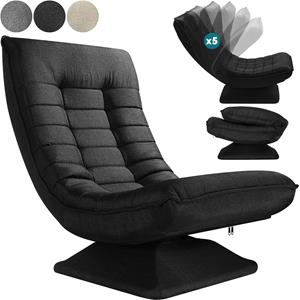 casaria Bodenstuhl verstellbare Rückenlehne 360° Drehbar Klappbar 150kg Belastbarkeit 60x105x87cm Gepolstert Wohnzimmer Gaming Relax Boden Sessel schwarz