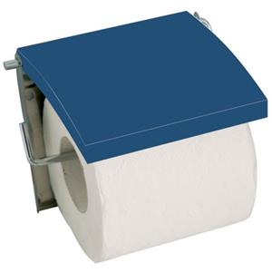 MSV Toiletrolhouder Wand/muur - Metaal/mdf Hout Klepje - Donkerblauw