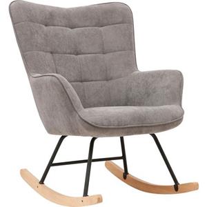 byLIVING Schaukelstuhl RICHIE / Metall-Gestell schwarz / Kufen aus Buche / Cord-Stoff grau / mit Steppung / B 72, H 92, T 92 cm