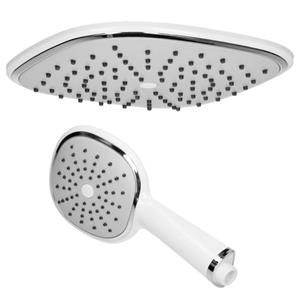 ecdgermany Regendusche Set, Oval, Weiß, aus Edelstahl, Anti-Kalk Düsen, Duschbrause Brausekopf Regenduschkopf Einbauduschköpfe Überkopfürause Dusche Regen