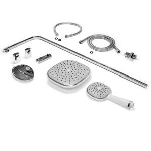ecdgermany Edelstahl Duschsystem, Ovales Design, Weiß, Handbrause mit Anti-Kalk Düsen, Duschstange mit ovale Kopfbrause, Montagematerial Duschset Regenduschset