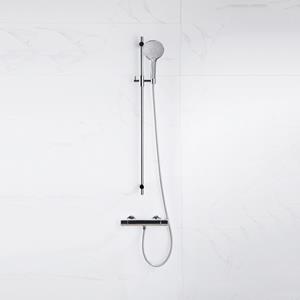 Fortifura Calvi douchekraan met glijstangset met ronde handdouche, metalen doucheslang chroom SW767487/SW496814/SW706202/SW377816