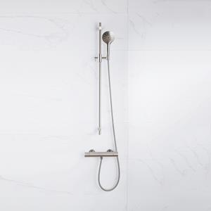 Fortifura Calvi douchekraan met glijstangset met ronde handdouche, metalen doucheslang Geborsteld RVS PVD (RVS) SW767489/SW799447/SW706208/SW377862