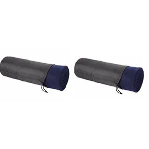 Merkloos 2x Fleece deken navy 150 x 120 cm -