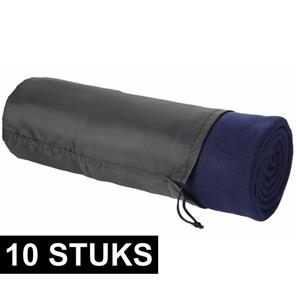 Merkloos 10x Fleece deken navy 150 x 120 cm -