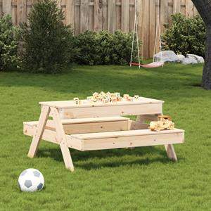 vidaXL Picknicktafel met zandbak voor kinderen massief grenenhout