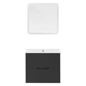 Badmöbel Set 3-Teilig Weiß/Grau aus MDF ML-Design