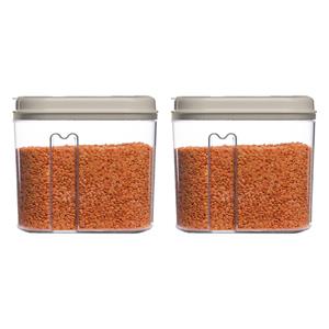 PlasticForte Voedselcontainer strooibus - 2x - beige - 1000 ml - kunststof - 15 x 8 x 14 cm - voorraadpot -