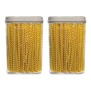 PlasticForte Voedselcontainer strooibus - 2x - beige - 1500 ml - kunststof - 15 x 8 x 23 cm - voorraadpot -