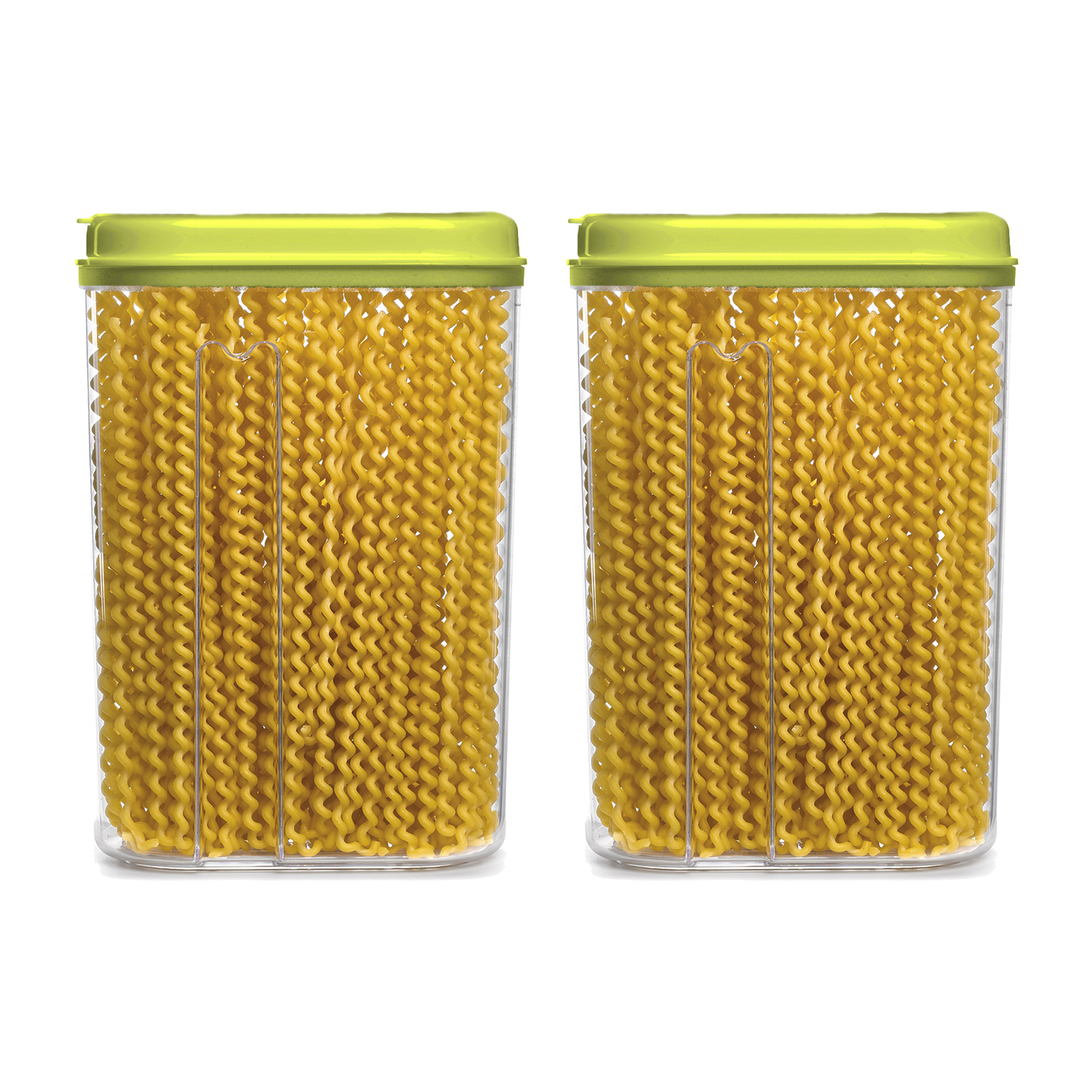 PlasticForte Voedselcontainer strooibus - 2x - groen - 1500 ml - kunststof - 15 x 8 x 23 cm - voorraadpot -