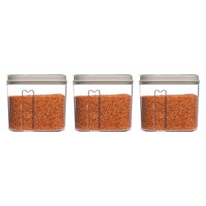 PlasticForte Voedselcontainer strooibus - 3x - beige - 1000 ml - kunststof - 15 x 8 x 14 cm - voorraadpot -