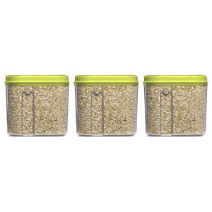 PlasticForte Voedselcontainer strooibus - 3x - groen - 1000 ml - kunststof - 15 x 8 x 14 cm - voorraadpot -
