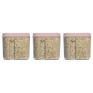 PlasticForte Voedselcontainer strooibus - 3x - lichtroze - 1000 ml - kunststof - 15 x 8 x 14 cm - voorraadpot -