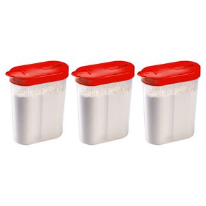 PlasticForte Voedselcontainer strooibus - 3x - rood - inhoud 1 liter - kunststof - 15 x 7 x 19 cm -