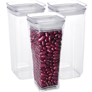 Excellent Houseware Voorraadpot - 3x - met deksel - 1,7L - kunststof - transparant - voorraadbus -