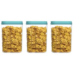 PlasticForte Voedselcontainer strooibus - 3x - blauw - 1500 ml - kunststof - 15 x 8 x 23 cm - voorraadpot -
