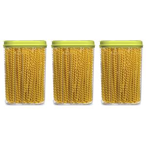 PlasticForte Voedselcontainer strooibus - 3x - groen - 1500 ml - kunststof - 15 x 8 x 23 cm - voorraadpot -