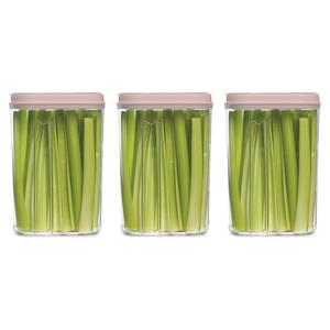 PlasticForte Voedselcontainer strooibus - 3x - lichtroze - 1500 ml - kunststof - 15 x 8 x 23 cm - voorraadpot -