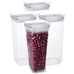 Excellent Houseware Voorraadpot - 4x - met deksel - 1,7L - kunststof - transparant - voorraadbus -