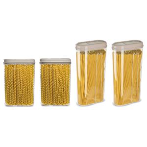 PlasticForte Voedselcontainers set - 4 stuks - beige - 2350ml en 1500ml - kunststof - voorraadpot/strooibus -
