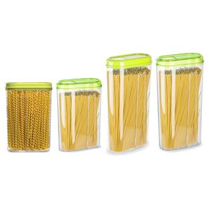 PlasticForte Voedselcontainers set - 4 stuks - groen - 2350ml en 1500ml - kunststof - voorraadpot/strooibus -