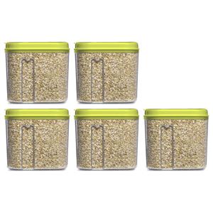 PlasticForte Voedselcontainer strooibus - 5x - groen - 1000 ml - kunststof - 15 x 8 x 14 cm - voorraadpot -