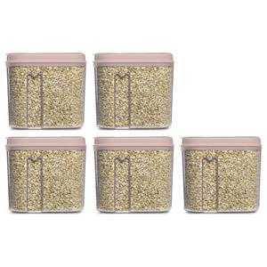 PlasticForte Voedselcontainer strooibus - 5x - lichtroze - 1000 ml - kunststof - 15 x 8 x 14 cm - voorraadpot -