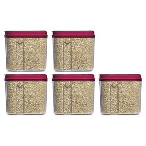 PlasticForte Voedselcontainer strooibus - 5x - roze - 1000 ml - kunststof - 15 x 8 x 14 cm - voorraadpot -