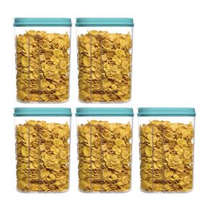 PlasticForte Voedselcontainer strooibus - 5x - blauw - 1500 ml - kunststof - 15 x 8 x 23 cm - voorraadpot -