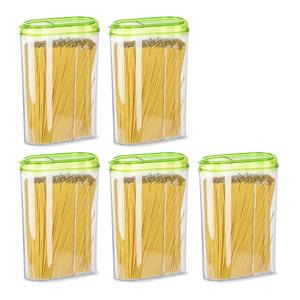PlasticForte Voedselcontainer strooibus - 5x - groen - 1500 ml - kunststof - 15 x 8 x 23 cm - voorraadpot -
