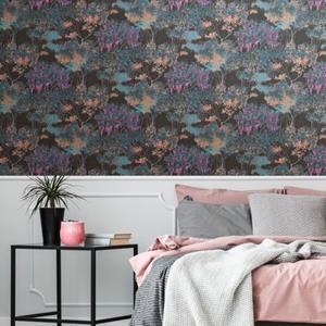 Livingwalls Behang Bloemmotief Meerkleurig, Zwart, Blauw, Oranje En Beige