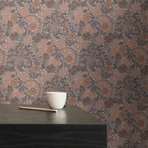 Livingwalls Behang Bloemmotief Oranje, Groen Grijs, Grijs En Wit - 53 Cm X 10,05 M