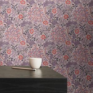 Livingwalls Behang Bloemmotief , Wit, Rood, Oranje En Zwart - 53 Cm X 10,05 M