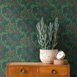 Livingwalls Behang Bloemmotief Groen, Zwart En Rood - 53 Cm X 10,05 M - As-390591