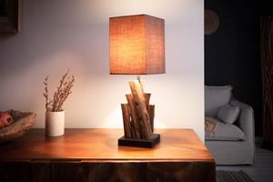 Invicta Interior Handgemaakte tafellamp PURE NATURE 45cm ijzerhout met katoenen kap - 40402