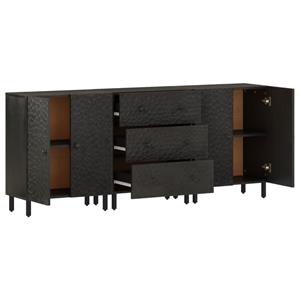 vidaXL Bijzetkasten 3 st 60x33x75 cm massief mangohout zwart