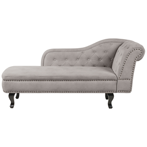 BELIANI Chaise longue fluweel taupe rechtszijdig NIMES