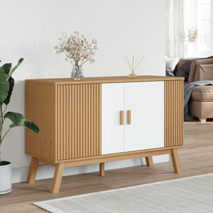 vidaXL Dressoir OLDEN 114x43x73,5 cm massief grenenhout wit en bruin