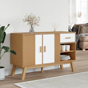 vidaXL Dressoir OLDEN 114x43x73,5 cm massief grenenhout wit en bruin