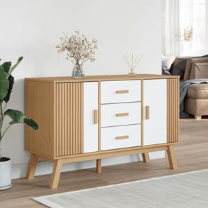 vidaXL Dressoir OLDEN 114x43x73,5 cm massief grenenhout wit en bruin