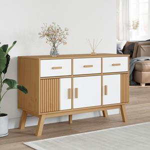 vidaXL Dressoir OLDEN 114x43x73,5 cm massief grenenhout wit en bruin