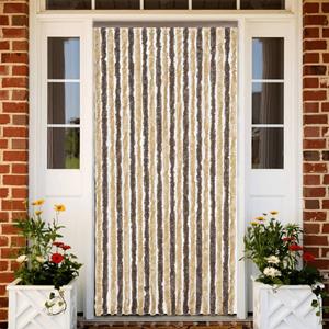 VidaXL Vliegengordijn 56x185 cm chenille donkerbruin en beige