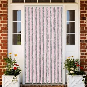 VidaXL Vliegengordijn 90x220 cm chenille zilvergrijs en roze