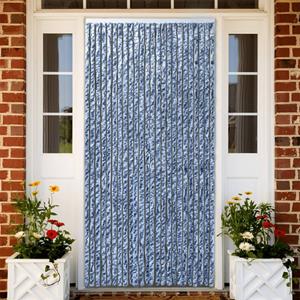 VidaXL Vliegengordijn 100x200 cm chenille blauw en wit