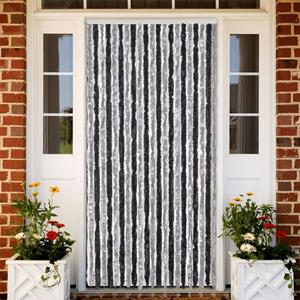 VidaXL Vliegengordijn 56x185 cm chenille grijs en zwart